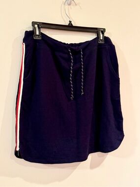 NWT Sundry Navy Drawstring Track Skirt with Red & White Side Stripes - Medium